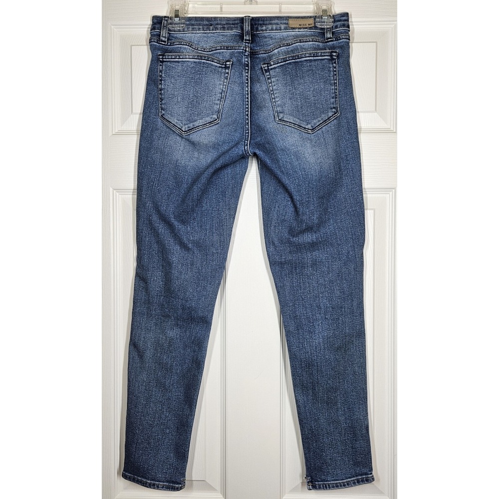 Miss Me Ankle Zip Skinny Jeans 27 Blue Whiskering Stretch 28x26 Casual Comfort - Picture 6 of 13